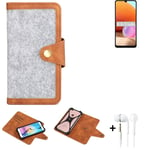 Felt Case + earphones for Samsung Galaxy A32 Cover light grey