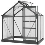 6x4ft Walk-In Polycarbonate Greenhouse Plant Grow Galvanized