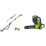 Greenworks 40V Scie à perche et taille-haie, tronçonneuse avec batterie/chargeur 2 Ah