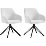 Woltu - Chaises Salle à Manger Lot de 2, Tissu Bouclette, Pieds en Métal, Chaise Cuisine avec Dossier et Accoudoirs, Chaise Scandinave, Blanc