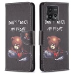 Motorola Moto G72 Kunstskinn Deksel med Lommebok - "DON'T TOUCH MY PHONE" / Bjørn