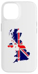 Coque pour iPhone 14 Drapeau carte du Royaume-Uni