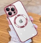 vumebao Coque magnétique pour iPhone 13 Pro Max compatible avec MagSafe, Anti-cratch Étui de protection antichoc pour iPhone 13 Pro Max, protection intégrée de l'objectif de l'appareil photo-rose