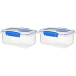 Sistema KLIP IT Food Storage Container | Stackable Food Prep Container with Lid | 1 L | BPA-Free | Blue Clips | 1 Count (Pack of 2)