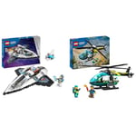 LEGO City Interstellar Spaceship Toy Set, Outer Space Building Toys for 6 Plus Year Old & City Emergency Rescue Helicopter Toy for 6 Plus Year Old Boys & Girls, Vehicle Building Set