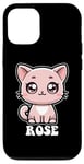 Coque pour iPhone 12/12 Pro Rose mignon chat chaton design pour filles nom rose