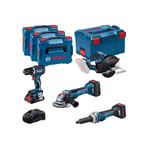 KIT 4 Outils GSR/GWS/GKM/GGS - BOSCH - avec 1 x ProCore 18V 4.0Ah + 2 x ProCore 18V 5.5Ah - chargeur - L-BOXX - 0615990N3A