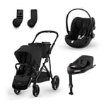 cybex GOLD Black Black i-Size Black Black Gazelle S barnevogn Moon inkludert Cloud G bilbarnestol Moon Base G basestasjon og adapter