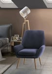 Talamo Italia - Fauteuil Annarita, fauteuil lounge design, 100% Made in Italy, fauteuil relaxant en tissu rembourré, 80x70h95 cm, Bleu