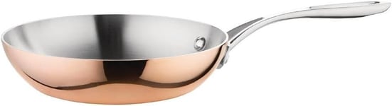 Vogue Tri Wall Copper Frying Pan 20 cm, Copper, Mirror Finish, All Hob Compatib