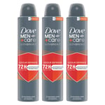 Dove Mens Anti-Perspirant Men+Care Advanced Anti-Bac Odour Defence 72H Deo, 200ml, 3 Pack - Cream - One Size