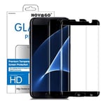 NOVAGO Compatible Samsung S7 Edge- Pack de 2 Films Protection écran Verre trempé résistant modèle Compatible Coque et Housse (Noir)