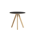 HAY - CPH20 2.0 Coffee Table Lacquered Oak Frame Ø50 X H49 Black Linoleum Top Lacquered Edge - Soffbord - Ronan & Erwan Bouroullec - Svart - Trä