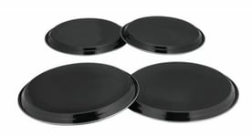 COLOURS 4pc Electric Gas Cooker Hob Cover Set Stainless Steel - Black