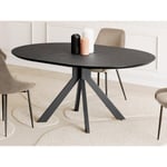 Vente-unique.com Table à manger extensible CLARA - 4 à 6 personnes - Céramique & Métal - Anthracite de Maison Céphy