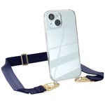 For Apple iPhone 15 Cover with Band Phone Chain Blue Broadband Phone Band Cover