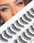 Onlyall False Lashes Mink Cat Eye Lashes Full Volume Lashes Fake Lashes Glam Look Lashes 3D Faux Mink Lashes Pack 10 Pairs D-M03