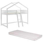 Ensemble Lit mezzanine Blanc 90x190 + Matelas enfant 90x190 Laïba Kids