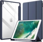 Coque Pour Ipad Air 3 (10,5 Pouces 2019, 3?Me G?N?Ration) Et Ipad Pro 10,5 Avec Porte-Stylet, ?Tui Housse Arri?Re Transparent Fin Support Antichoc Tablette (Marine)