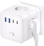 8 En 1 Multipr Usb Cube Sans Fil 4000W 16A 4 Pr S Ac 2 Usb 2 Type C Pr Multiple Murale Usb Chargeur Avec Interrupteur Voyant Bloc Multipr Electrique Pour Bureau Voyage Chambre