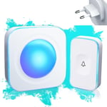 Sonnette Sans Fil Exterieur Etanche 360 M Longue Portée Doorbell Kit Avec Bouton Sonnette Exterieur IP44 Étanche Lumières RVB Carillon Sans Fil 36 Mélodies 4 Volume Maison/Salon/Bureau Blanc JSIEEM