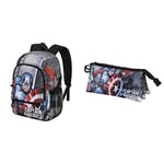 Marvel Captain America Defender FAN 2.0 Fight Backpack + Triple Pencil Case