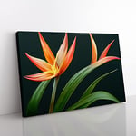 The Bird Of Paradise Flower Vol.3 Canvas Wall Art Print Ready to Hang, Framed Picture for Living Room Bedroom Home Office Décor, 50x35 cm (20x14 Inch)