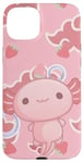 iPhone 15 Plus Cute Kawaii Axolotl Cat Aesthetic Pink Cloud Case