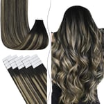 Fshine Extensions de Cheveux Humains Adhesif 50g Extension Cheveux Natutrel 35cm Bande Adhesive Extension Cheveux off Black Fading to Honey Blonde Seamless Hair Extensions 20 Pièces Couleur 1b 27 1b