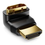 deleyCON Adaptateur HDMI - Coudé à 90° Degrés - Prise Femelle HDMI et Prise Mâle HDMI - Prise Dorée - 3D 1080p Full HD - Noir