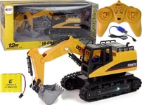 Leantoys Stor Caterpillar Grävmaskin R/C Ljus/Ljud Fjärrstyrd Lean Toys