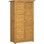 Armoire de jardin abri jardin remise pour outils sur pied 2 étagères portes persiennes toit bitumé étanche bois sapin pré-huilé