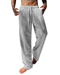 YAOBAOLE Pantalon Homme Taille Elastique Pantalon Leger Ete Homme Pantalon Yoga Homme Lin Pantalon en Lin Homme Été Gris Clair 2XL