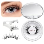 QUEWEL Magnetic-Eyelashes Natural Look, 1 Pair Reusable Magnetic Lashes Kit with Applicator, No Glue Needed Eyelashes Magnetic, Easy to Wear and Remove with Instructions(Magnetic Eyelash Kit style D)