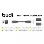 Budi 9 i 1 Multi-Function Stick - Multikabel, Förvaring för SIM och Minneskort, Läsare, Mobilställ