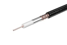 Labgear Coaxial Satellite Cable 250m Drum RG6 Black Digital Aerial, Data & Satellite Coax TV Cable Gas-Injected Foam Dielectric, Braided & Foil Shielding, Durable PVC Sheath