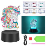 AUAUY 5D Diamond Painting Lampe, Kit de Bricolage Veilleuse, 7 Couleurs Veilleuse pour Enfants, Licorne LED Creatif Diamand Painting Enfant pour Filles et Garçons Chambre Décor Cadeaux Anniversaire