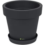 Pot De Fleur Rond Cache Pot 40 X 36 Cm En Plastique Anthracite Pot De Plantes Pot D?Intérieur Et D?Extérieur