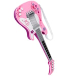 Multifunctional Kids Bass Guitar Toy Children Light Musical Instrument Toy Pink