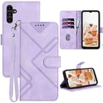 GOTOURED for Samsung A34 5G Case Wallet, A34 Case Card Holder Leather Kickstand Flip Cases,Wrist Strap,Magnetic Closure,Shockproof Protective Cover for Samsung Galaxy A34 5G 6.6 Inch 2023 (Purple)