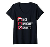 Womens Nice Naughty Karate Family Group Matching Christmas V-Neck T-Shirt