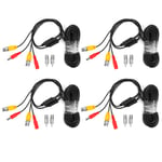 4pcs Cable d'Alimentation Vidéo BNC Cordon de Fil CCTV Accessoires du Système de Sécurité