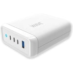 Wave 100 W USB-latausasema, 3x USB-C + 1x USB-A, valkoinen