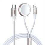 Joyroom 2-i-1 Apple Watch magnetisk oplader og 30 W hurtigopladning USB-C-kabel, 1,5 m - hvid