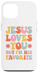 Coque pour iPhone 13 Retro Groovy Jesus t'aime mais je suis son chrétien préféré