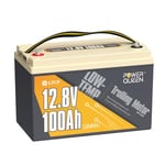 Power Queen 12,8V 100Ah Batterie LiFePO4 avec Arrêt Intégré à Basse Température, Mise à Niveau 100A BMS, Cellules de Batterie au Lithium Grade A avec 4000+ Cycles, Parfait pour Moteur Trolling..…