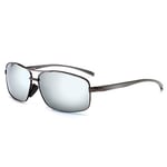 SUNGAIT Lunettes de soleil polarisées rectangulaires ultra légères UV400 Protection Gunmetal/argent Mirror 2458