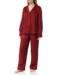 HUGO Women's SATINOIR_Pyjama Set Nightwear_Gift, Dark Red601, L