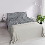 Italian Bed Linen DAFNE Printed Microfibre Bed Set, Citylife Grey, Double