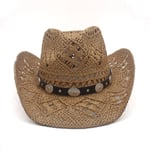 Miehet Naiset Olki Western Cowboy Hatut Leveälieriset aurinkohattu Summer Caps Sombrero Travel Sunbonnet Street Style Beach Koko US 7 1 4 UK L